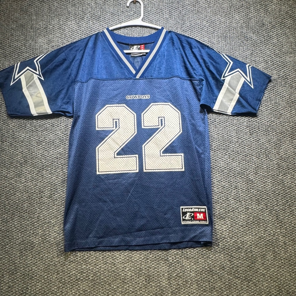 Vintage Logo Athletic Dallas Cowboys Emmitt Smith 22 Jersey Navy Blue Men Medium